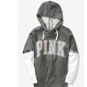 Vs pink beaded hoodie bling